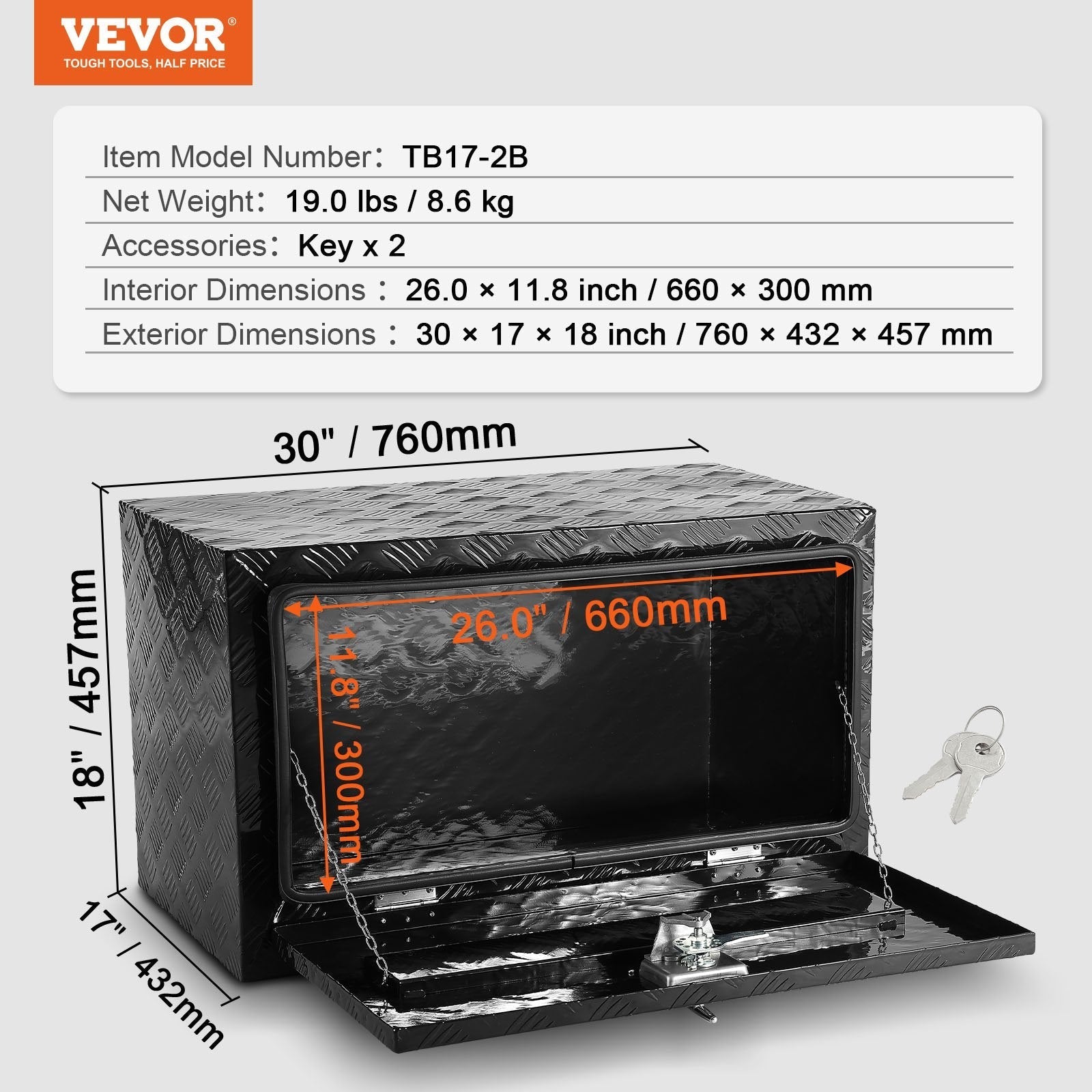 VEVOR Underbody Aluminum Truck Tool Box 30