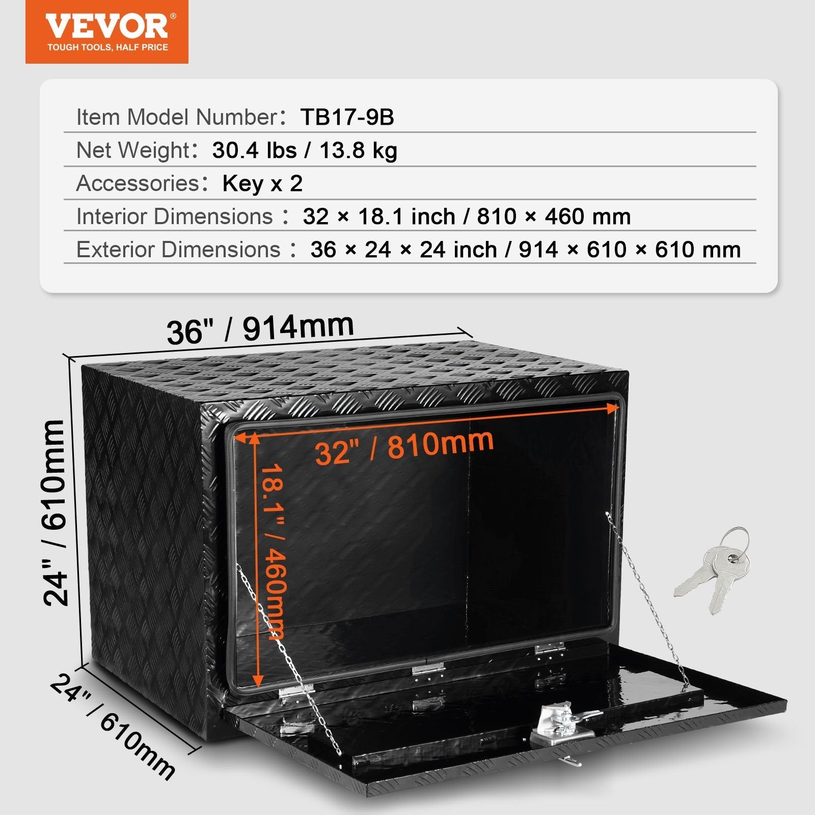 VEVOR Underbody Aluminum Truck Tool Box 36