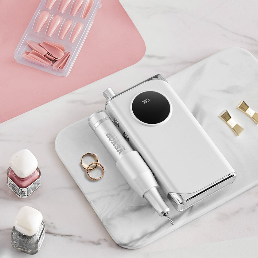 VEVOR Electric Rechargeable Nail Drill, 40,000RPM Portable Cordless Nail E File Machine, LCD-Display Acrylic Gel Grinder Tool with 6 Bits and 50PCS Sanding Bands for Manicure Pedicure Carve Polish