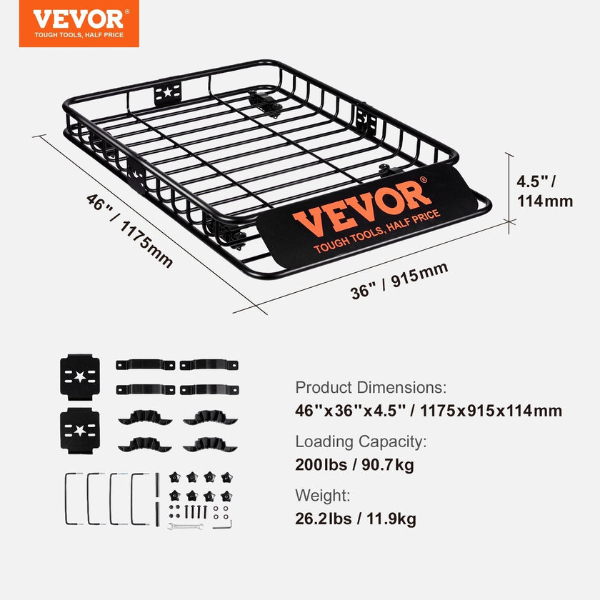 VEVOR Roof Rack Cargo Basket, 46
