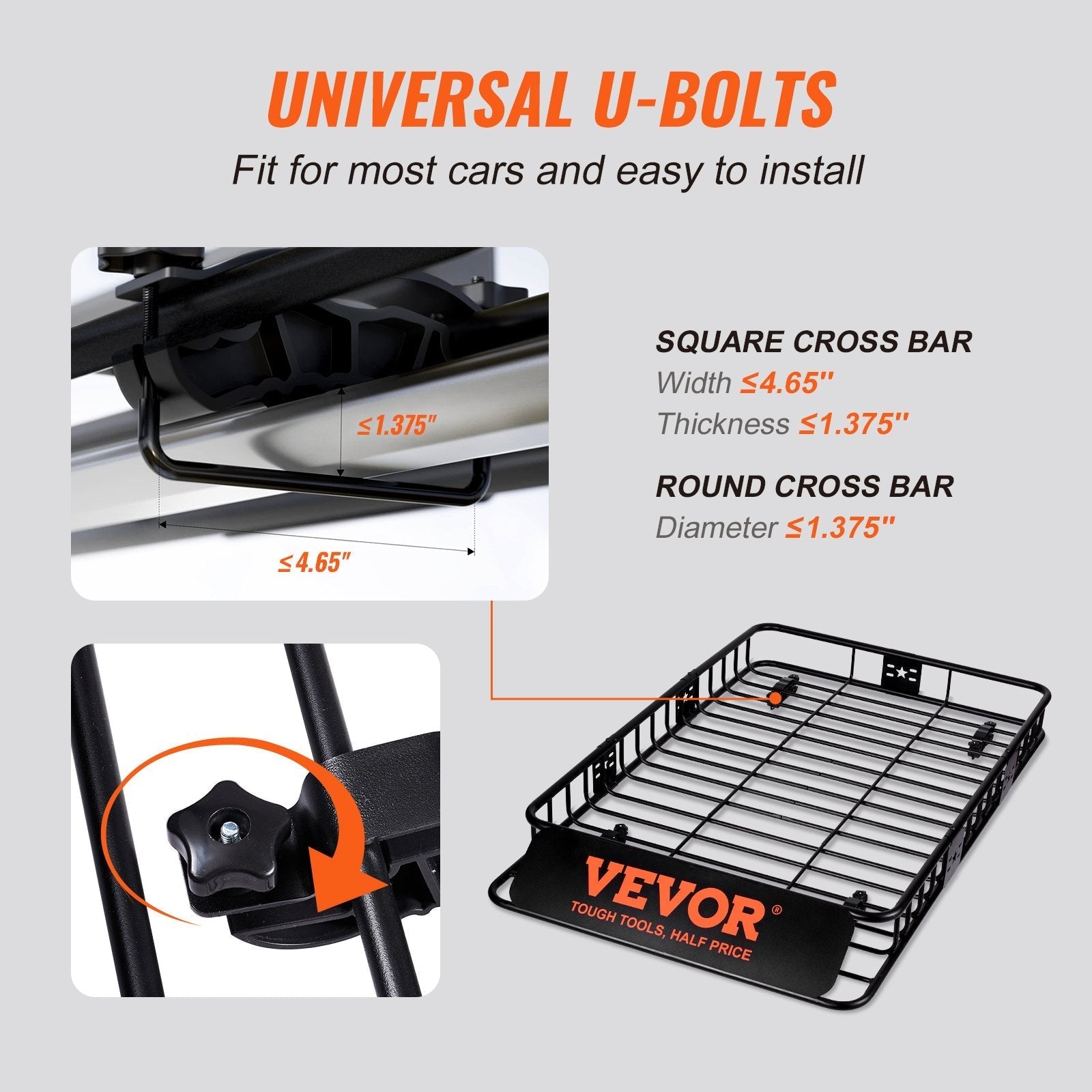 VEVOR Roof Rack Cargo Basket, 64