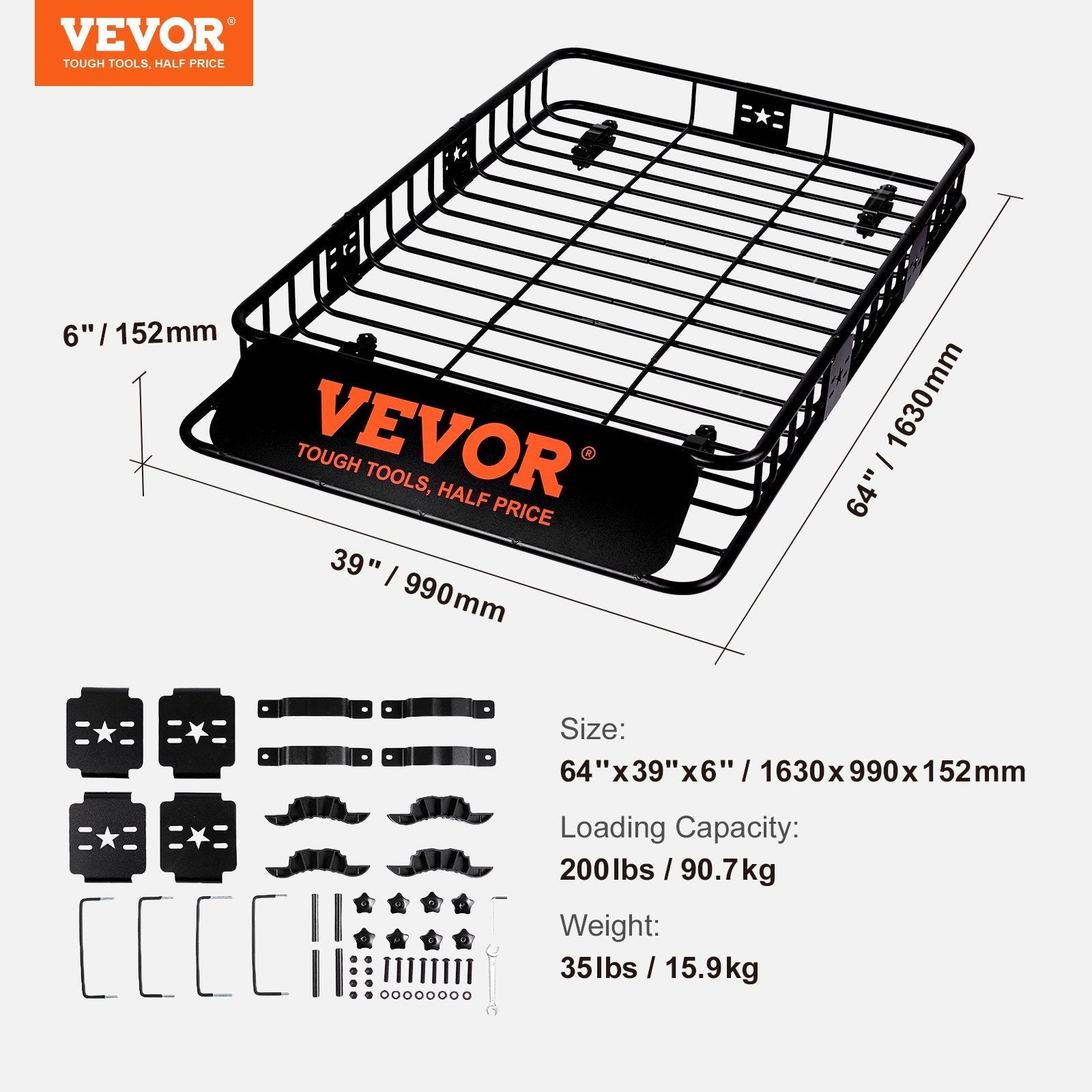 VEVOR Roof Rack Cargo Basket, 64
