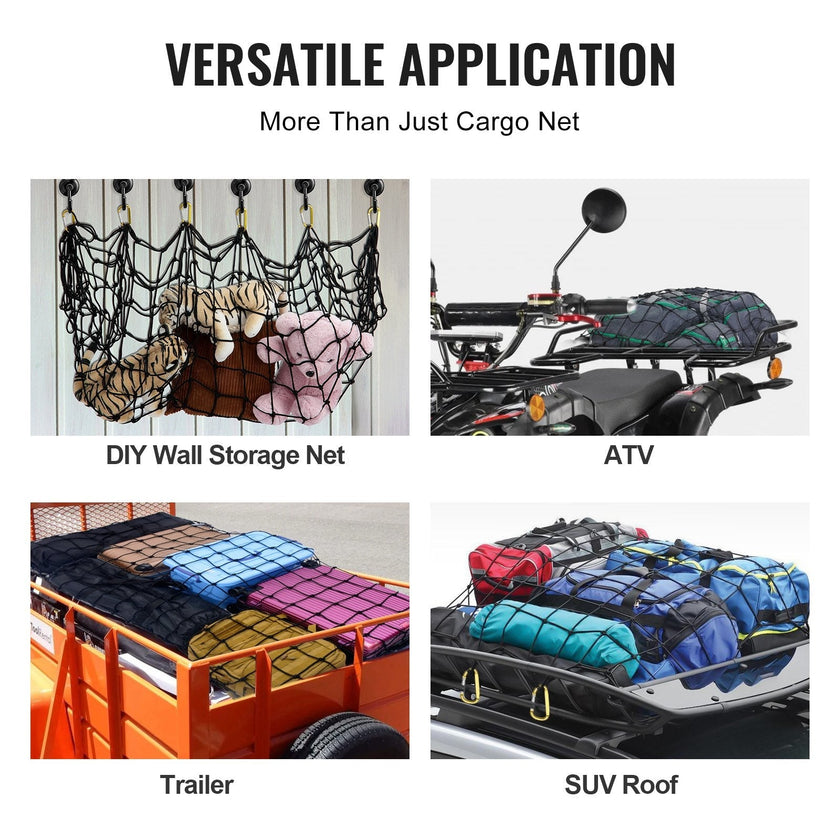 VEVOR Cargo Net Heavy Duty Bungee Cargo Net 7.2' x 10.8' Stretchable for Trucks