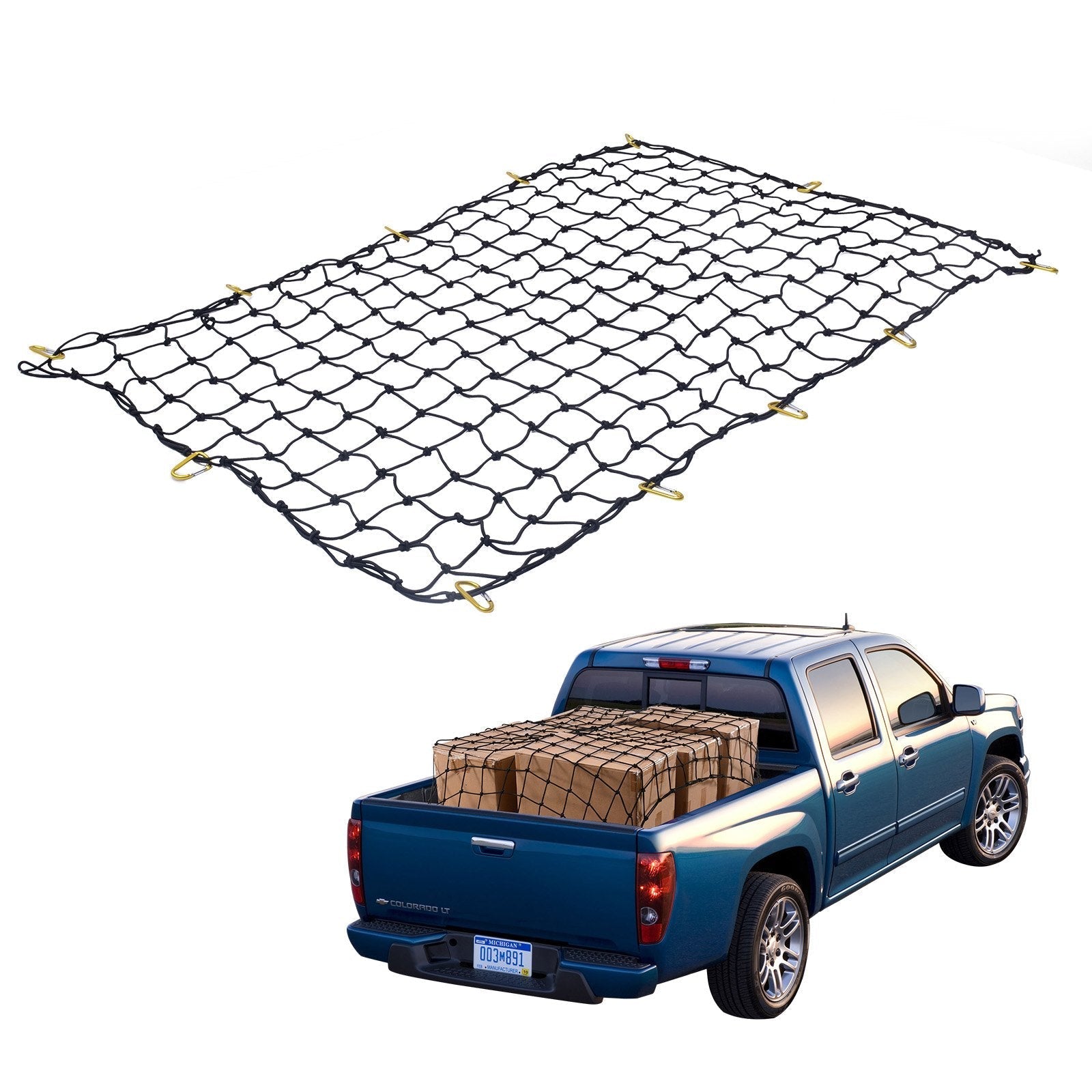 VEVOR Cargo Net Heavy Duty Bungee Cargo Net 7.2' x 10.8' Stretchable for Trucks