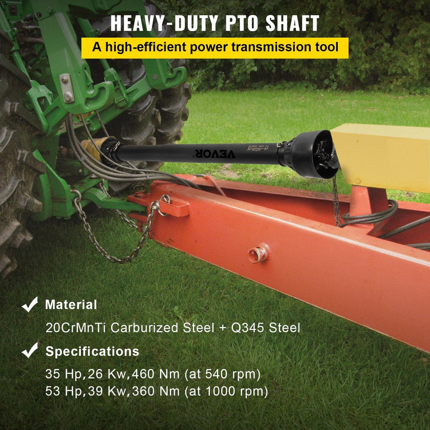 VEVOR PTO Shaft, 1-3/8” PTO Drive Shaft, 6 Spline End Round End PTO Driveline Shaft, Series 4 Tractor PTO Shaft, 39”-55” Brush Hog PTO Shaft, Black PTO Shaft for Bush Hog/Finish Mower/Rotary Cutter