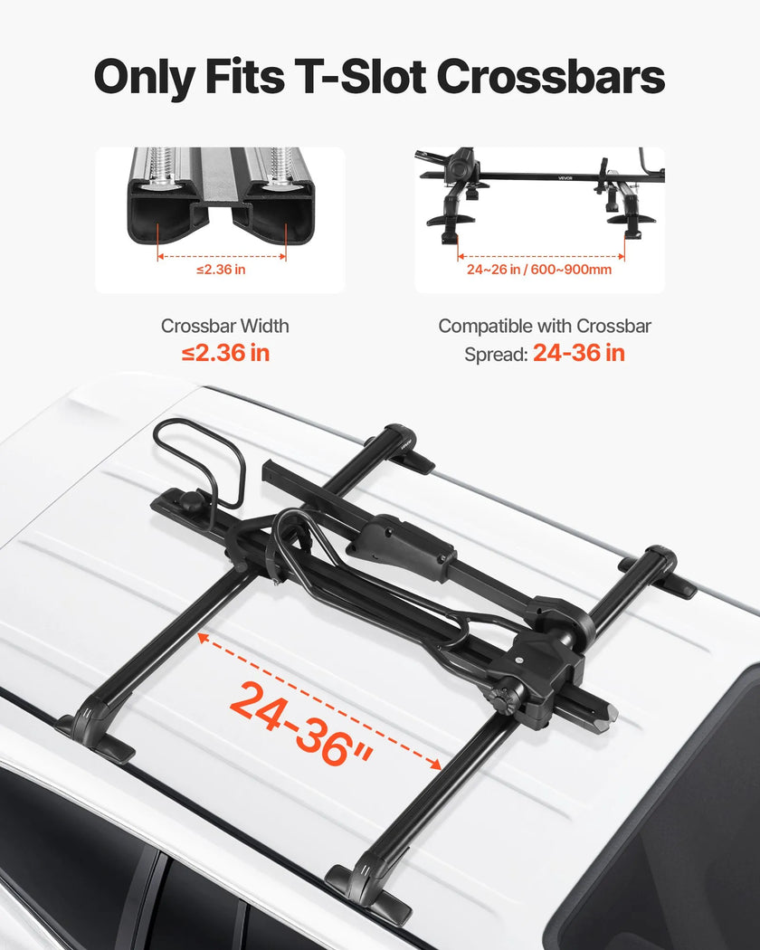 VEVOR Folding Roof Top Bike Rack Heavy Duty Car Bicycle Upright Mount Rack Lock