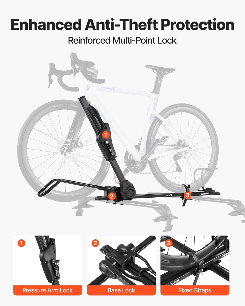VEVOR Folding Roof Top Bike Rack Heavy Duty Car Bicycle Upright Mount Rack Lock