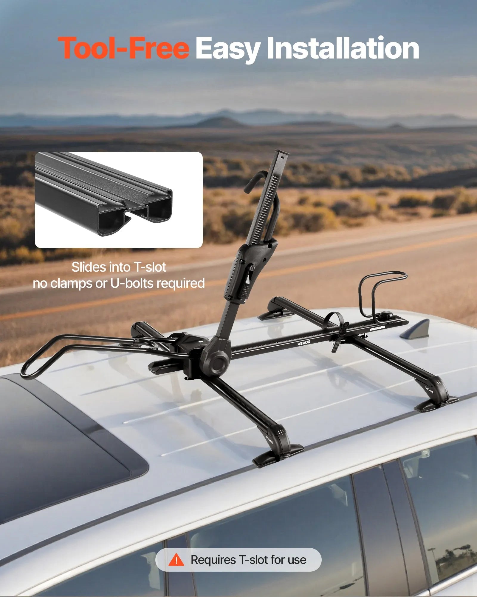 VEVOR Folding Roof Top Bike Rack Heavy Duty Car Bicycle Upright Mount Rack Lock