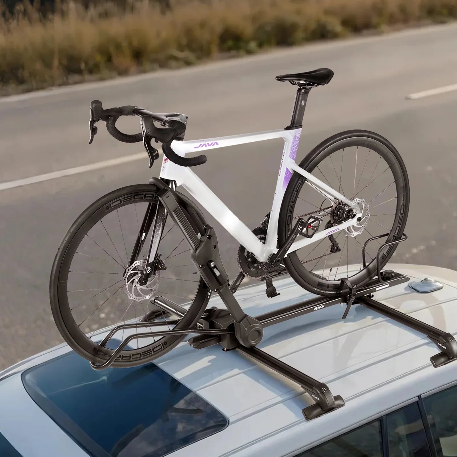 VEVOR Folding Roof Top Bike Rack Heavy Duty Car Bicycle Upright Mount Rack Lock