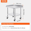 VEVOR Stainless Steel Work Table, 24 x 28 x 30 Inch Commercial Food Prep Worktable with 4 Wheels, Casters, 3-Sided Backsplash Heavy Duty Prep Worktable, Metal Work Table for Restaurant Home Hotel