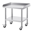 VEVOR Stainless Steel Work Table, 24 x 28 x 30 Inch Commercial Food Prep Worktable with 4 Wheels, Casters, 3-Sided Backsplash Heavy Duty Prep Worktable, Metal Work Table for Restaurant Home Hotel