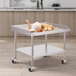 VEVOR Stainless Steel Work Table, 30 x 36 x 30 Inch Commercial Food Prep Worktable with 4 Wheels, Casters, 3-Sided Backsplash Heavy Duty Prep Worktable, Metal Work Table for Restaurant Home Hotel