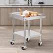 VEVOR Stainless Steel Work Table, 24 x 24 x 30 Inch Commercial Food Prep Worktable with 4 Wheels, Casters, 3-Sided Backsplash Heavy Duty Prep Worktable, Metal Work Table for Restaurant Home Hotel