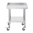 VEVOR Stainless Steel Work Table, 24 x 24 x 30 Inch Commercial Food Prep Worktable with 4 Wheels, Casters, 3-Sided Backsplash Heavy Duty Prep Worktable, Metal Work Table for Restaurant Home Hotel