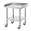 VEVOR Stainless Steel Work Table, 24 x 24 x 30 Inch Commercial Food Prep Worktable with 4 Wheels, Casters, 3-Sided Backsplash Heavy Duty Prep Worktable, Metal Work Table for Restaurant Home Hotel