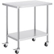 VEVOR Stainless Steel Work Table 24 x 36 x 38 Inch, with 4 Wheels, 3 Adjustable Height Levels, Heavy Duty Food Prep Worktable for Commercial Kitchen Restaurant, Silver