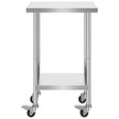 VEVOR Stainless Steel Work Table 24 x 18 x 38 Inch, with 4 Wheels, 3 Adjustable Height Levels, Heavy Duty Food Prep Worktable for Commercial Kitchen Restaurant, Silver