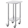 VEVOR Stainless Steel Work Table 24 x 18 x 38 Inch, with 4 Wheels, 3 Adjustable Height Levels, Heavy Duty Food Prep Worktable for Commercial Kitchen Restaurant, Silver