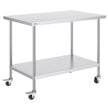 VEVOR Stainless Steel Work Table 30 x 48 x 38 Inch, with 4 Wheels, 3 Adjustable Height Levels, Heavy Duty Food Prep Worktable for Commercial Kitchen Restaurant, Silver