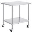 VEVOR Stainless Steel Work Table 30 x 36 x 38 Inch, with 4 Wheels, 3 Adjustable Height Levels, Heavy Duty Food Prep Worktable for Commercial Kitchen Restaurant, Silver