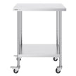 VEVOR Stainless Steel Work Table 24 x 30 x 38 Inch, with 4 Wheels, 3 Adjustable Height Levels, Heavy Duty Food Prep Worktable for Commercial Kitchen Restaurant, Silver