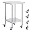 VEVOR Stainless Steel Work Table 24 x 24 x 38 Inch, with 4 Wheels, 3 Adjustable Height Levels, Heavy Duty Food Prep Worktable for Commercial Kitchen Restaurant, Silver