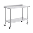 VEVOR 24 x 48 x 40 Inch Stainless Steel Work Table, Commercial Food Prep Worktable with Casters, Heavy Duty Prep Worktable, Metal Work Table with Adjustable Height for Restaurant, Home and Hotel