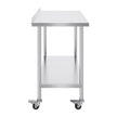 VEVOR 24 x 48 x 40 Inch Stainless Steel Work Table, Commercial Food Prep Worktable with Casters, Heavy Duty Prep Worktable, Metal Work Table with Adjustable Height for Restaurant, Home and Hotel