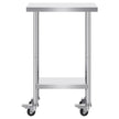 VEVOR Stainless Steel Work Table 24 x 12 x 38 Inch, with 4 Wheels, 3 Adjustable Height Levels, Heavy Duty Food Prep Worktable for Commercial Kitchen Restaurant, Silver