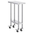VEVOR Stainless Steel Work Table 24 x 12 x 38 Inch, with 4 Wheels, 3 Adjustable Height Levels, Heavy Duty Food Prep Worktable for Commercial Kitchen Restaurant, Silver