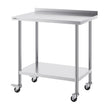 VEVOR 24 x 36 x 40 Inch Stainless Steel Work Table, Commercial Food Prep Worktable with Casters, Heavy Duty Prep Worktable, Metal Work Table with Adjustable Height for Restaurant, Home and Hotel