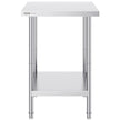VEVOR Stainless Steel Prep Table, 24 x 24 x 34 Inch, 700 lbs Load Capacity, Heavy Duty Metal Worktable with 3 Adjustable Height Levels, Commercial Workstation for Kitchen Garage Restaurant Backyard
