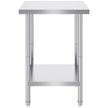 VEVOR Stainless Steel Prep Table, 24 x 24 x 34 Inch, 700 lbs Load Capacity, Heavy Duty Metal Worktable with 3 Adjustable Height Levels, Commercial Workstation for Kitchen Garage Restaurant Backyard