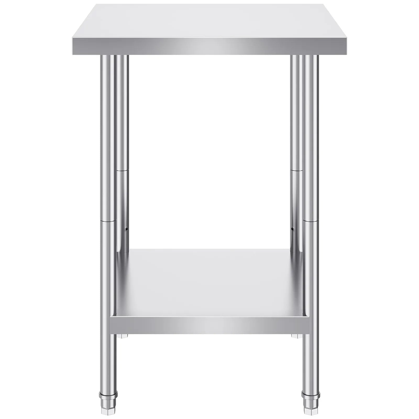 VEVOR Stainless Steel Prep Table, 24 x 24 x 34 Inch, 700 lbs Load Capacity, Heavy Duty Metal Worktable with 3 Adjustable Height Levels, Commercial Workstation for Kitchen Garage Restaurant Backyard