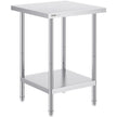 VEVOR Stainless Steel Prep Table, 24 x 24 x 34 Inch, 700 lbs Load Capacity, Heavy Duty Metal Worktable with 3 Adjustable Height Levels, Commercial Workstation for Kitchen Garage Restaurant Backyard