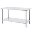 VEVOR Stainless Steel Prep Table, 30 x 60 x 34 Inch, Heavy Duty Metal Worktable with 3 Adjustable Height Levels, Commercial Workstation for Kitchen Garage Restaurant Backyard