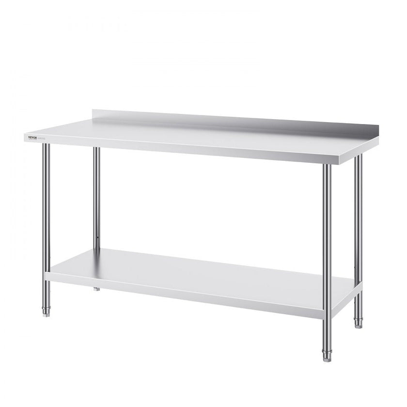 VEVOR 24 x 60 x 36 Inch Stainless Steel Work Table, Commercial Food Prep Worktable Heavy Duty Prep Worktable, Metal Work Table with Adjustable Height for Restaurant, Home and Hotel