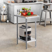 VEVOR Stainless Steel Prep Table, 24 x 18 x 34 Inch, Heavy Duty Metal Worktable with 3 Adjustable Height Levels, Commercial Workstation for Kitchen Garage Restaurant Backyard