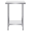 VEVOR Stainless Steel Prep Table, 24 x 18 x 34 Inch, Heavy Duty Metal Worktable with 3 Adjustable Height Levels, Commercial Workstation for Kitchen Garage Restaurant Backyard