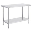 VEVOR Stainless Steel Prep Table, 24 x 48 x 34 Inch, Heavy Duty Metal Worktable with 3 Adjustable Height Levels, Commercial Workstation for Kitchen Garage Restaurant Backyard
