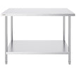 VEVOR Stainless Steel Prep Table, 30 x 48 x 34 Inch, Heavy Duty Metal Worktable with 3 Adjustable Height Levels, Commercial Workstation for Kitchen Garage Restaurant Backyard