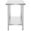 VEVOR Stainless Steel Prep Table, 24 x 36 x 34 Inch, Heavy Duty Metal Worktable with 3 Adjustable Height Levels, Commercial Workstation for Kitchen Garage Restaurant Backyard