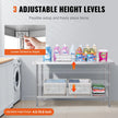 VEVOR Stainless Steel Prep Table, 24 x 60 x 34 Inch, Heavy Duty Metal Worktable with 3 Adjustable Height Levels, Commercial Workstation for Kitchen Garage Restaurant Backyard