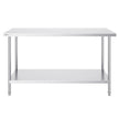 VEVOR Stainless Steel Prep Table, 24 x 60 x 34 Inch, Heavy Duty Metal Worktable with 3 Adjustable Height Levels, Commercial Workstation for Kitchen Garage Restaurant Backyard