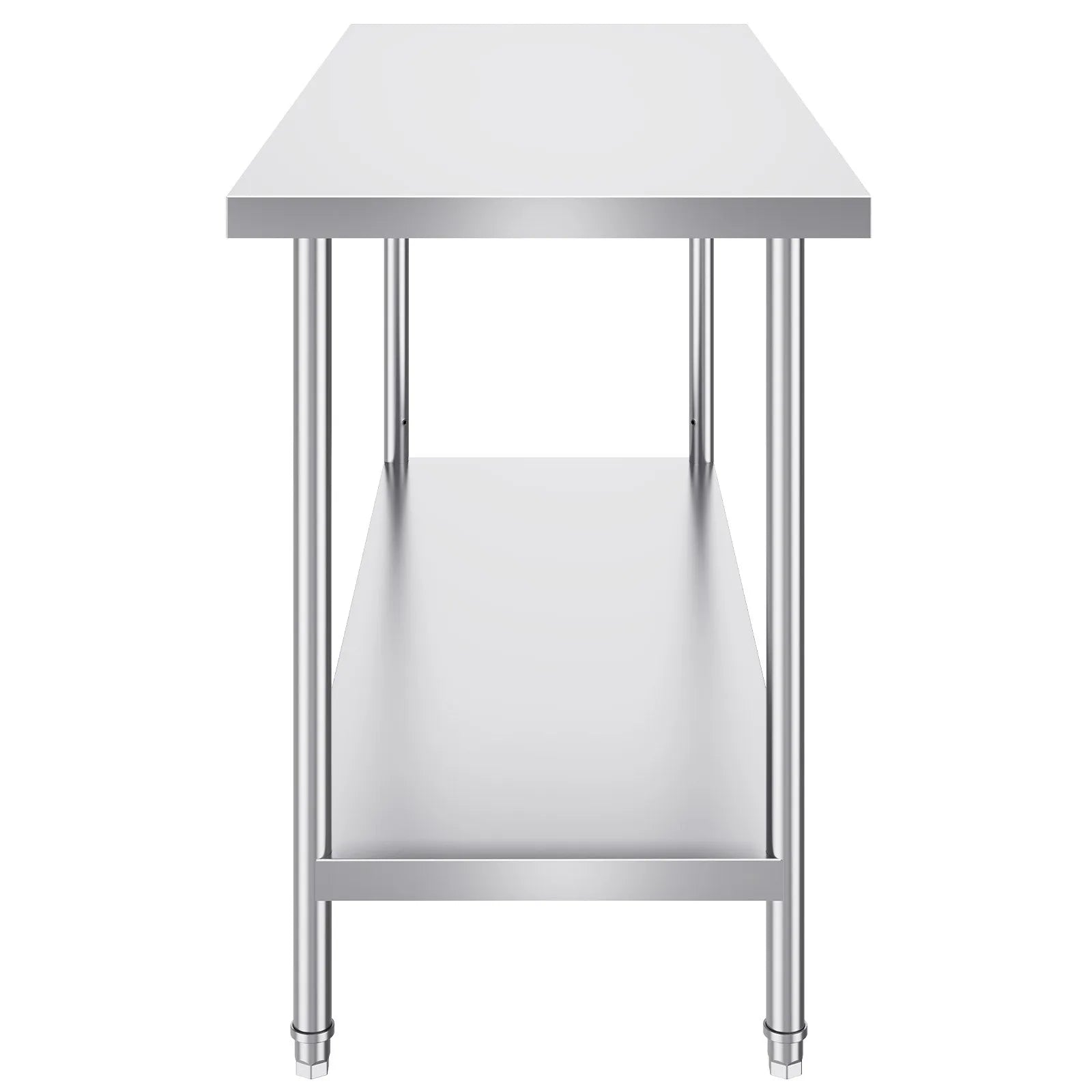 VEVOR Stainless Steel Prep Table, 24 x 60 x 34 Inch, Heavy Duty Metal Worktable with 3 Adjustable Height Levels, Commercial Workstation for Kitchen Garage Restaurant Backyard