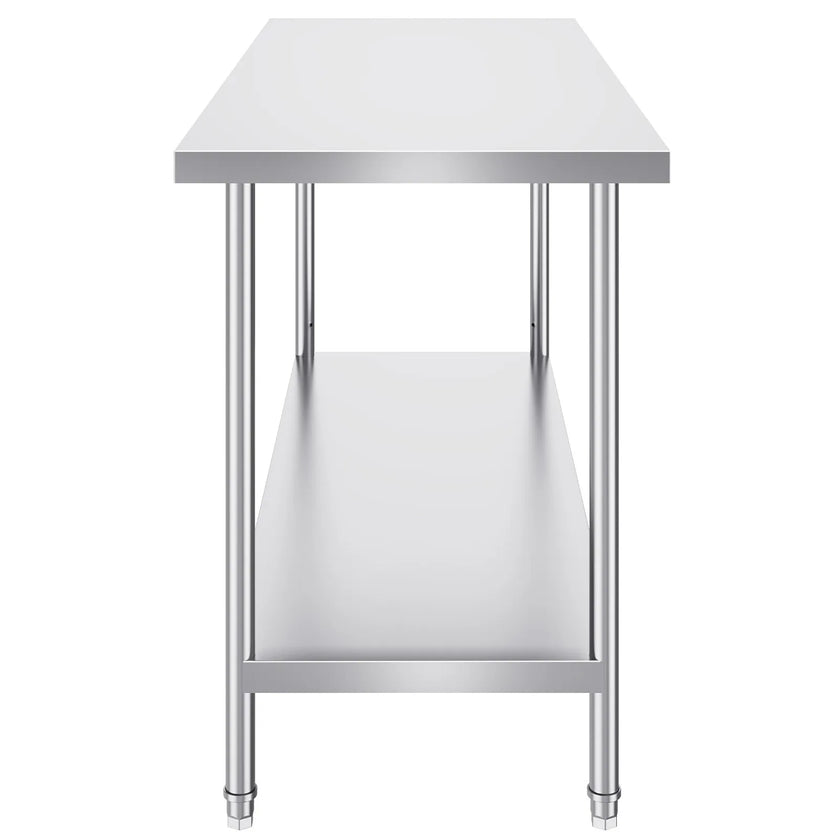 VEVOR Stainless Steel Prep Table, 24 x 60 x 34 Inch, Heavy Duty Metal Worktable with 3 Adjustable Height Levels, Commercial Workstation for Kitchen Garage Restaurant Backyard