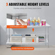 VEVOR Stainless Steel Prep Table, 30 x 72 x 34 Inch, Heavy Duty Metal Worktable with 3 Adjustable Height Levels, Commercial Workstation for Kitchen Garage Restaurant Backyard