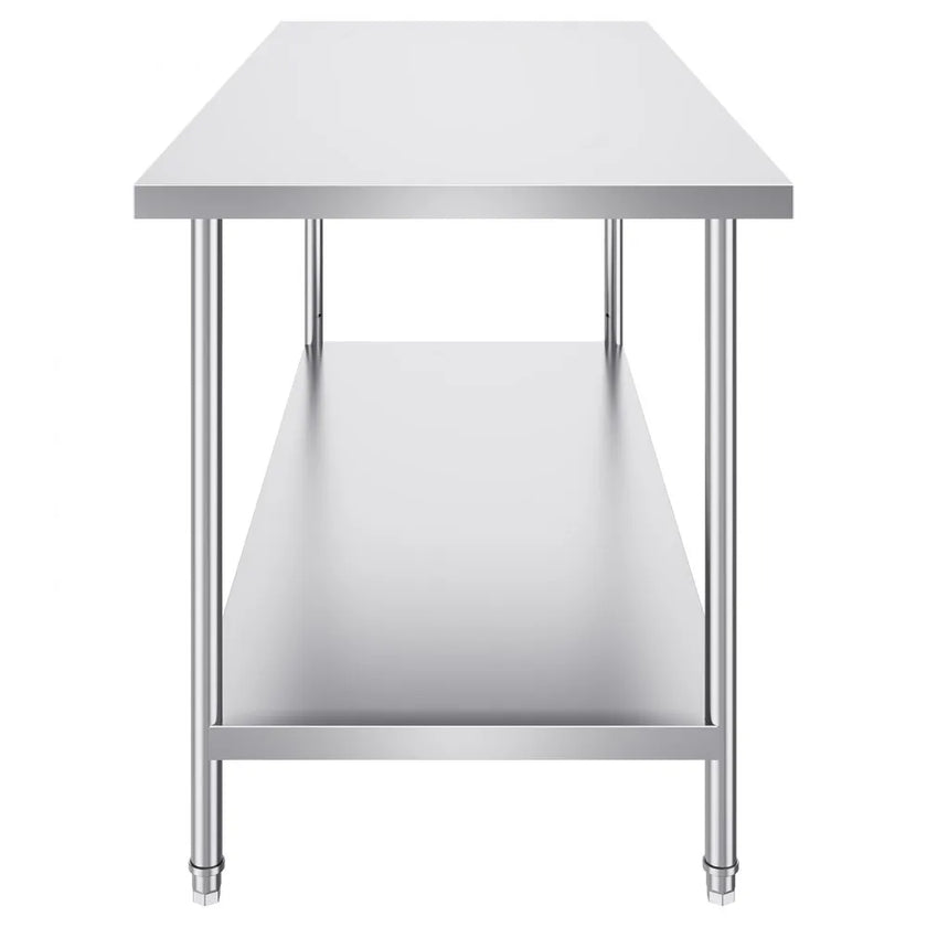 VEVOR Stainless Steel Prep Table, 30 x 72 x 34 Inch, Heavy Duty Metal Worktable with 3 Adjustable Height Levels, Commercial Workstation for Kitchen Garage Restaurant Backyard