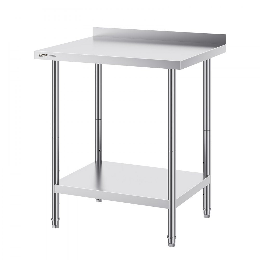 VEVOR 24 x 30 x 36 Inch Stainless Steel Work Table, Commercial Food Prep Worktable Heavy Duty Prep Worktable, Metal Work Table with Adjustable Height for Restaurant, Home and Hotel