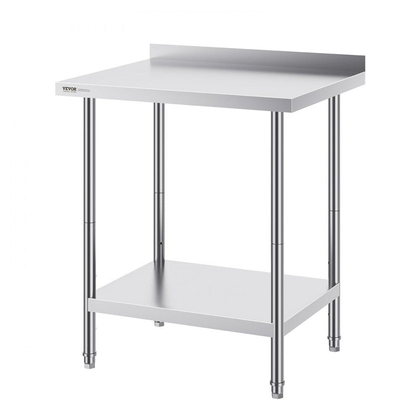 VEVOR 24 x 30 x 36 Inch Stainless Steel Work Table, Commercial Food Prep Worktable Heavy Duty Prep Worktable, Metal Work Table with Adjustable Height for Restaurant, Home and Hotel
